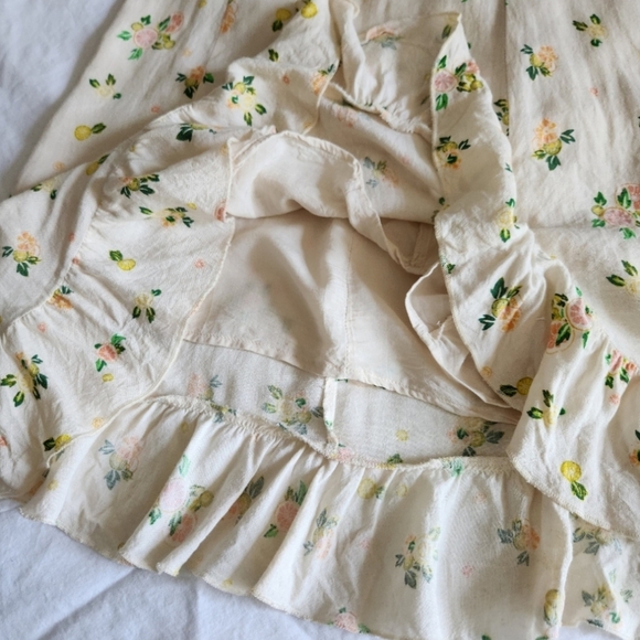 Free People Like A Lady printed mini dress button tie closure ruffle flounce S - Picture 13 of 14